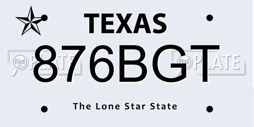 876BGT Texas License Plate