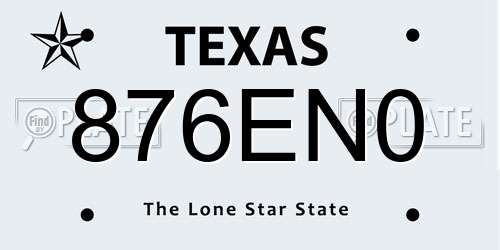 876EN0 Texas License Plate