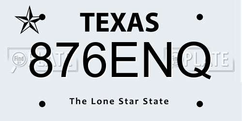 876ENQ Texas License Plate