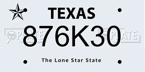 876K30 Texas License Plate
