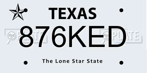 876KED Texas License Plate