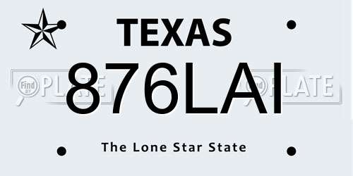 876LAI Texas License Plate