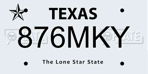 876MKY Texas License Plate