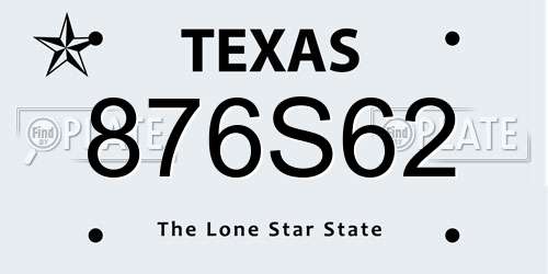 876S62 Texas License Plate
