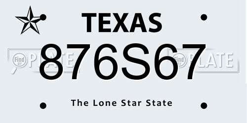 876S67 Texas License Plate