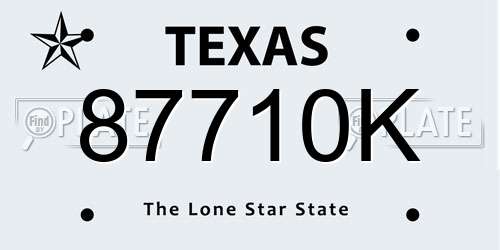 87710K Texas License Plate