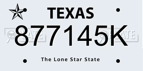 877145K Texas License Plate
