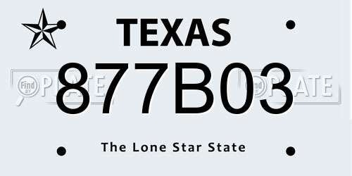 877B03 Texas License Plate