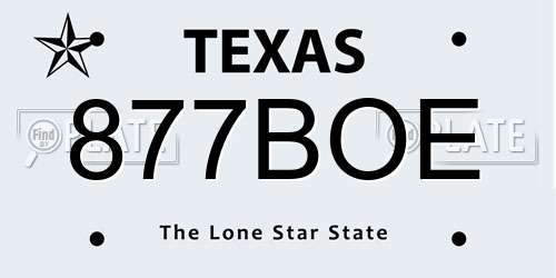 877BOE Texas License Plate