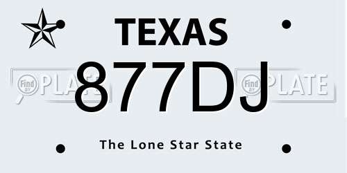 877DJ Texas License Plate