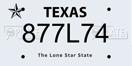 877L74 Texas License Plate