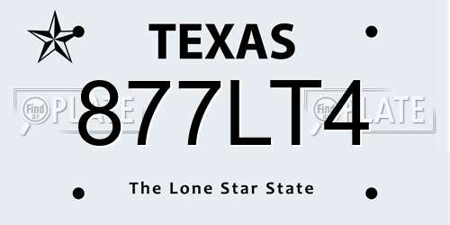 877LT4 Texas License Plate