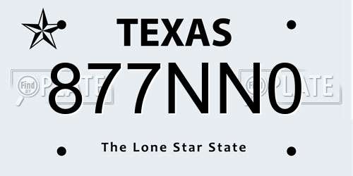 877NN0 Texas License Plate