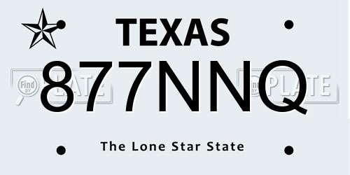 877NNQ Texas License Plate