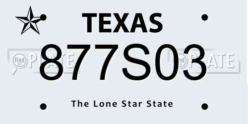 877S03 Texas License Plate