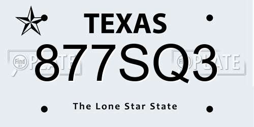 877SQ3 Texas License Plate