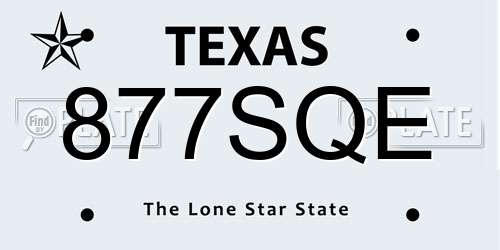 877SQE Texas License Plate
