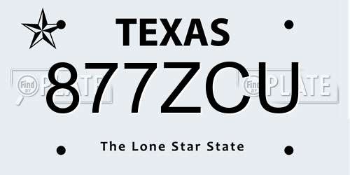 877ZCU Texas License Plate