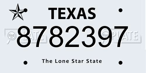 8782397 Texas License Plate