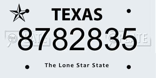 8782835 Texas License Plate
