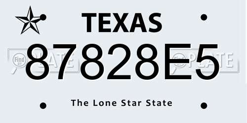 87828E5 Texas License Plate