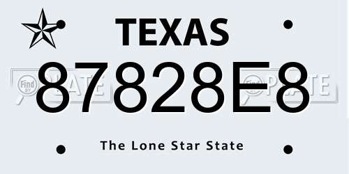 87828E8 Texas License Plate