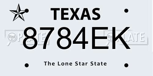 8784EK Texas License Plate