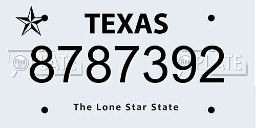8787392 Texas License Plate
