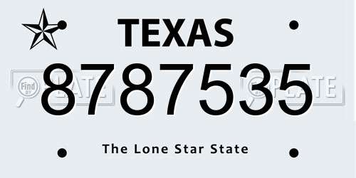 8787535 Texas License Plate