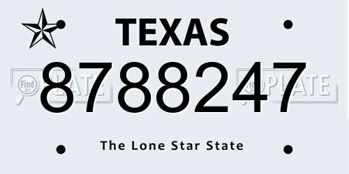 8788247 Texas License Plate