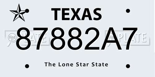 87882A7 Texas License Plate