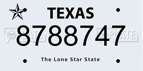 8788747 Texas License Plate