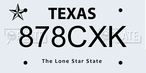 878CXK Texas License Plate