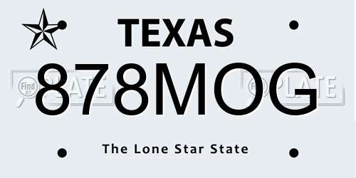 878MOG Texas License Plate