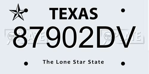 87902DV Texas License Plate