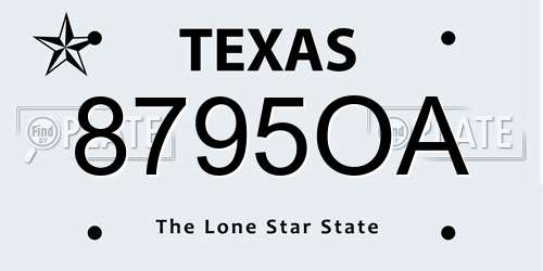 8795OA Texas License Plate