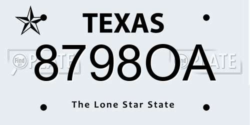 8798OA Texas License Plate