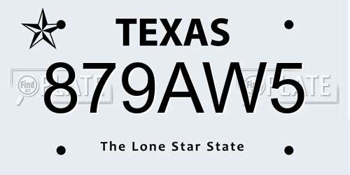 879AW5 Texas License Plate