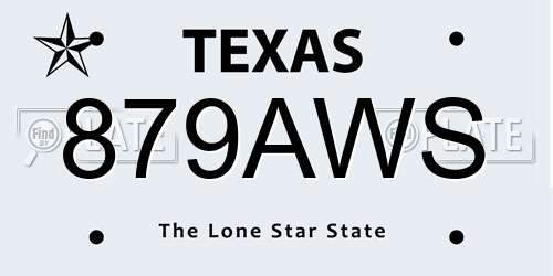879AWS Texas License Plate