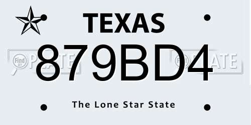879BD4 Texas License Plate