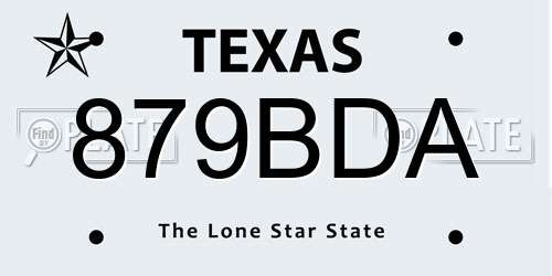 879BDA Texas License Plate