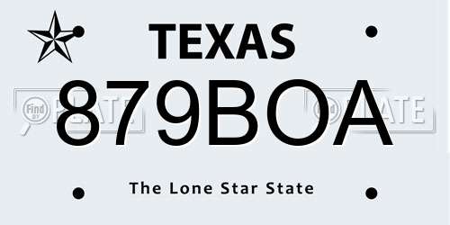 879BOA Texas License Plate
