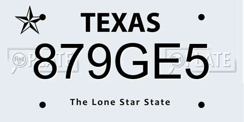 879GE5 Texas License Plate