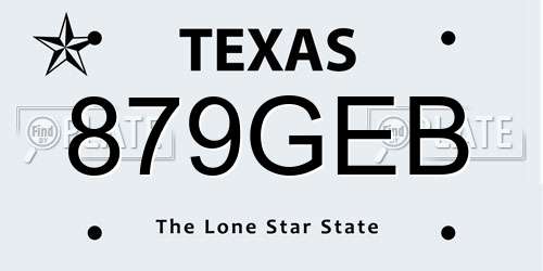 879GEB Texas License Plate