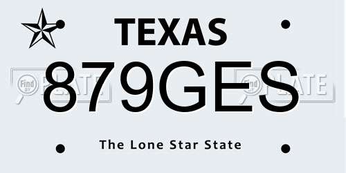 879GES Texas License Plate