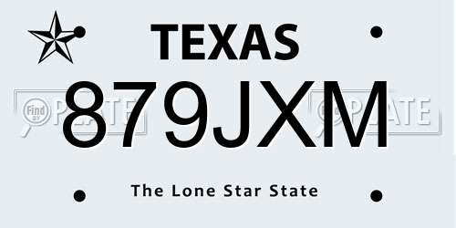 879JXM Texas License Plate