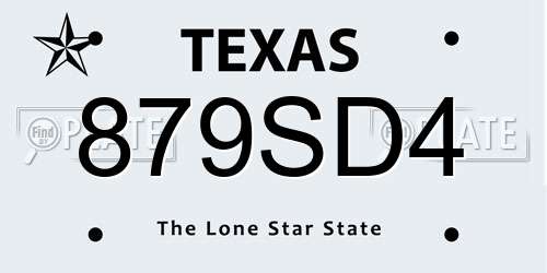 879SD4 Texas License Plate