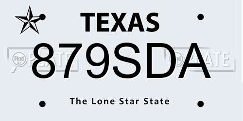 879SDA Texas License Plate