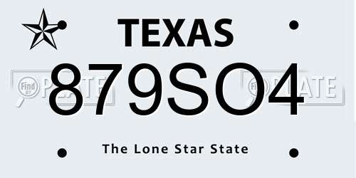 879SO4 Texas License Plate