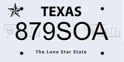 879SOA Texas License Plate